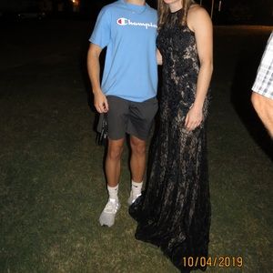Prom/ Homecoming/ Formal Long Train Black Dress